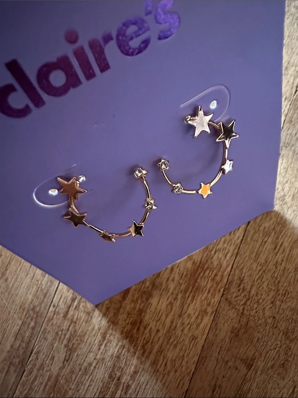 Claire's Gold Star Charm Hoop Earrings